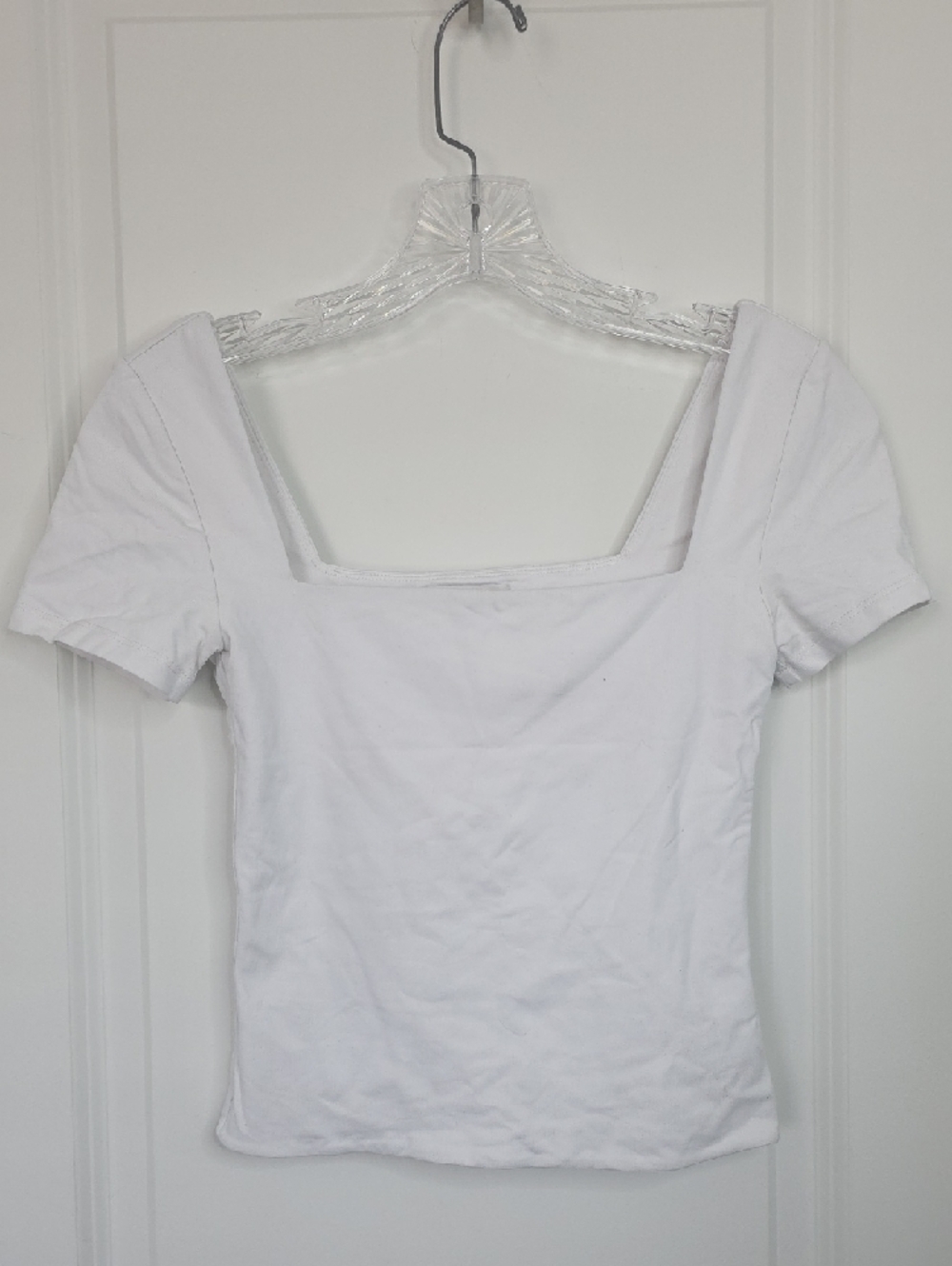 Aritzia White Square Neck Short Sleeve Tee